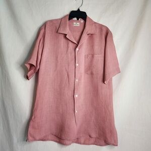 Neiman Marcus Mens Casual Button Down Shirt Red Size L. Vacation. Coastal